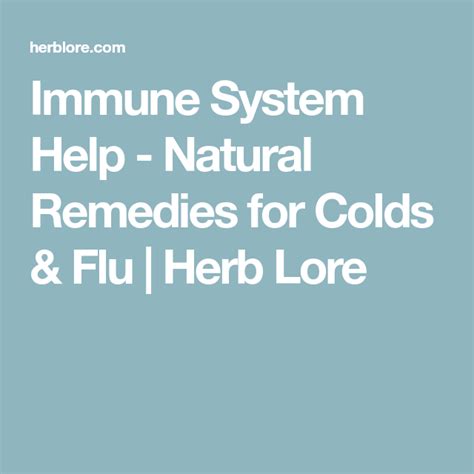 Immune System Help Natural Remedies For Colds And Flu Herb Lore Natural Cold Remedies Cold