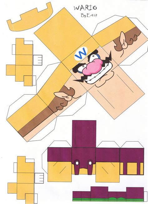 Wario Mario Bros Cubeecraft Papercraft By Marcokobashigawa On