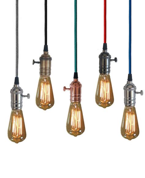 Plug In Pendant Light 15ft 5 Color Choices Includes Edison Etsy