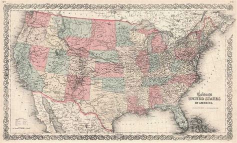 Colton Antique Map Of United States Of America 1864