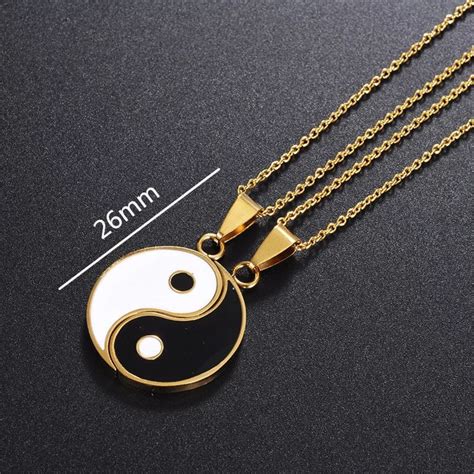 Matching 2 Pieces Puzzle Necklace Engraved Tsly Yin Yang