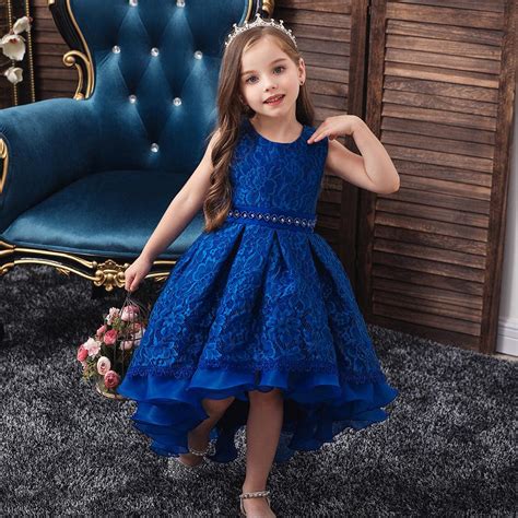 Cute Red High Low Kid Dresses To Birthday Party 3d Flower Long Tulle