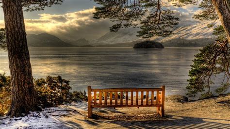 Bench By The Lake Wallpapers Wallpaper Cave
