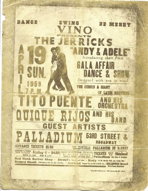 A Banner For The Palladium Advertises Puentes Orchestra Among Other