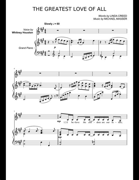 We also note if pieces match one of our corresponding. THE GREATEST LOVE OF ALL sheet music for Piano, Voice download free in PDF or MIDI
