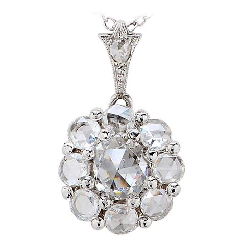 225 Carat Rose Cut Diamond Platinum Pendant For Sale At 1stdibs