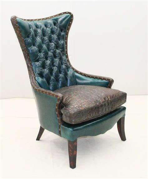 Turquoise accent chair for office. Deep Turquoise Wing Chair | Old hickory tannery, Turquoise ...
