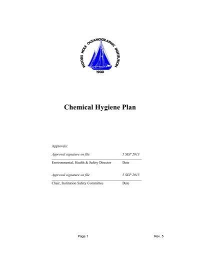 Chemical Hygiene Plan Pdf Whoi Environmental Health Safety