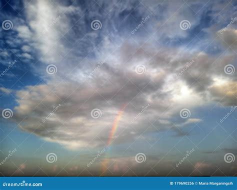 Blurry Background Of Rainbow And The Storm Clouds Cloud Human Shape In