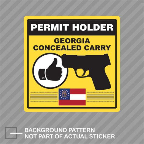 Georgia Concealed Carry Permit Holder Sticker Decal Vinyl 2a Permited