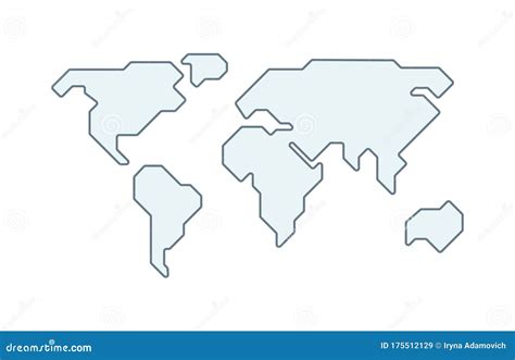 World Vector Map Earth Planet Simple Stylized Continents Silhouette