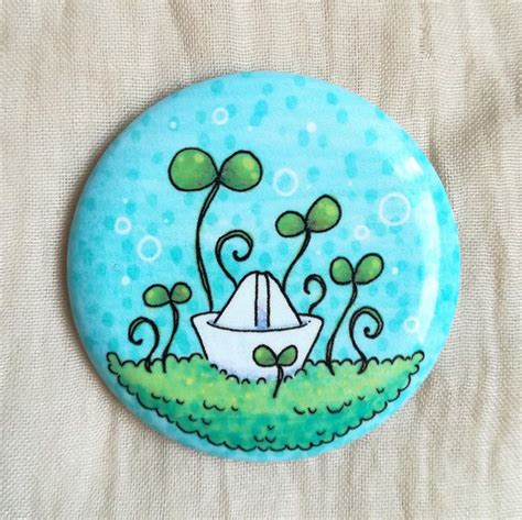 Paper Boat Button Badge Art Amino