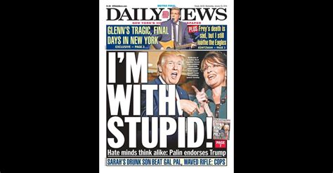 Im With Stupid Ny Daily News Front Page Perfectly Mocks Palins
