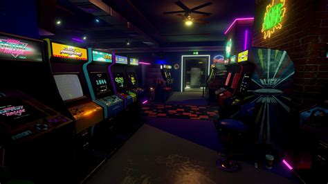 Retro Futuristic Cyberpunk Arcade Game Room 4k