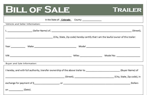 Free Colorado Trailer Bill Of Sale Template Off Road Freedom