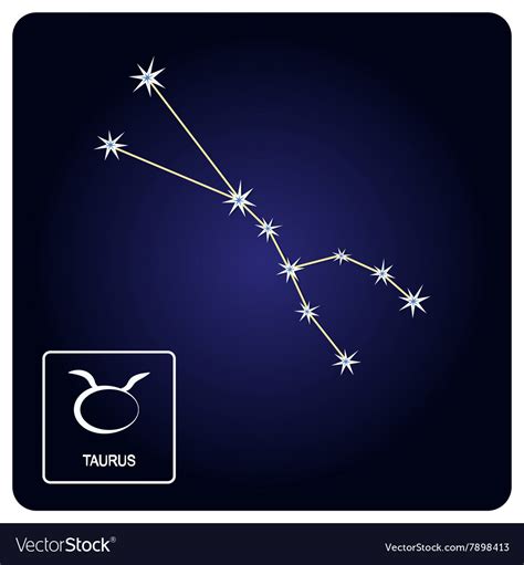 Icons With Taurus Zodiac Sign And Constellation Vector Image