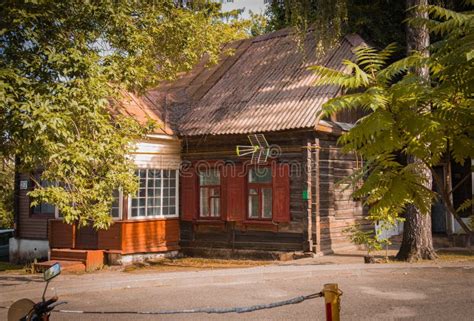 Old Traditional Wooden House In The Center Of Minsk Belarus Stock