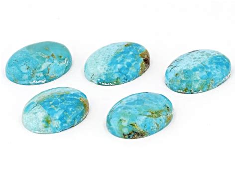 Blue Turquoise 16x12mm Oval Cabochon Cut Gemstones Set Of 5 29ctw Jtv