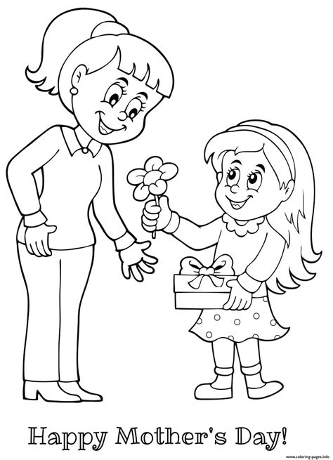 Mothers Day Mother Daughter Flower T Coloring Page Printable