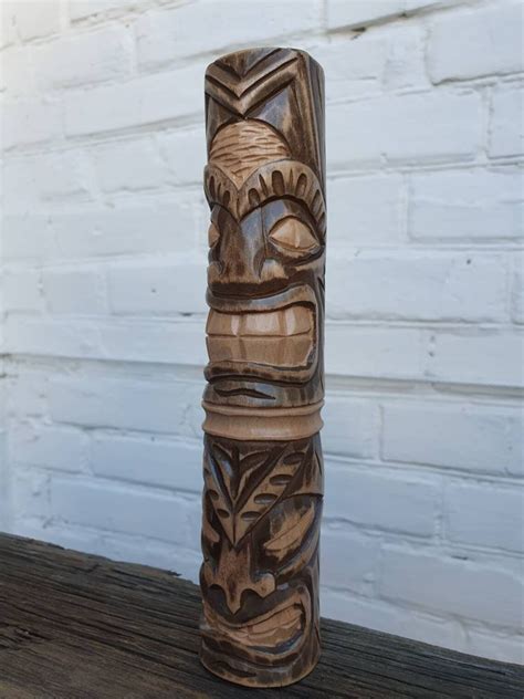 Wooden Tiki Statues Tiki Totem Hand Carved Statue Tiki Bar Etsy