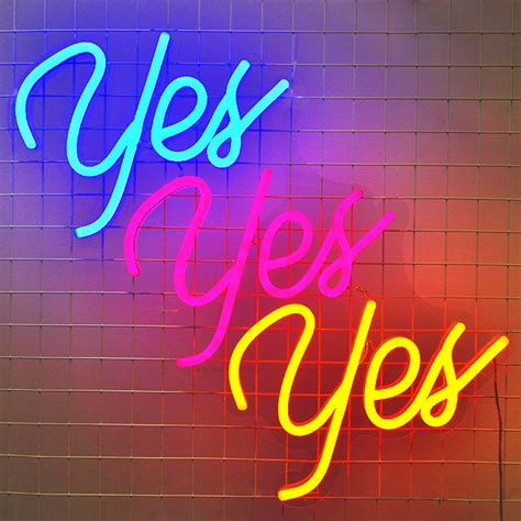 Yes Yes Yes Led Neon Sign Blue Pink Orange