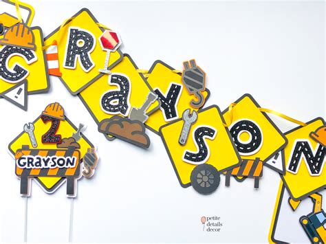 Construction Cake Topper Banner Tonka Truck Diggers Etsy