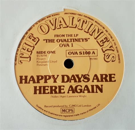 Ovaltineys Happy Days Are Here Again 7 Inch Buy From Vinylnet