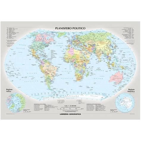 Carta Geografica Murale Planisfero Mondo 100x140 Scolastica Bifacciale