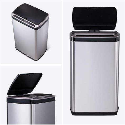 Saniwise Automatic Sensor Trash Can With Lid 50 Liter13 Gallon Stainl