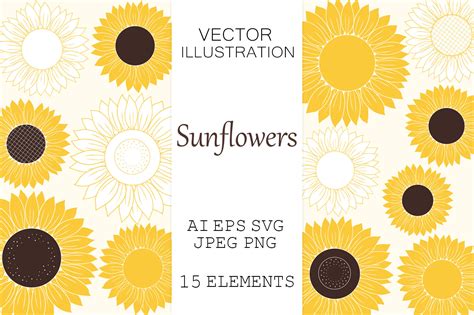 Sunflowers graphics. Sunflowers SVG. Sunflowers ...