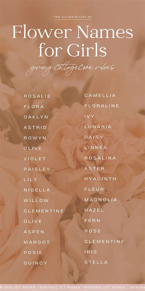 65 Flower Names For Girls Unique Baby Names I Love Flower Names