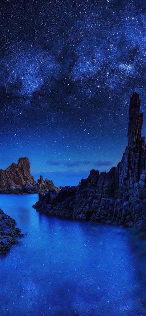 1242x2688 Ocean Rocks On Starry Night 4k Iphone Xs Max Hd 4k Wallpapers