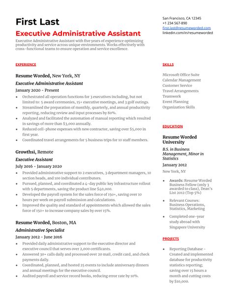 Executive Administrative Assistant Resume Examples For 2024 Resume Worded