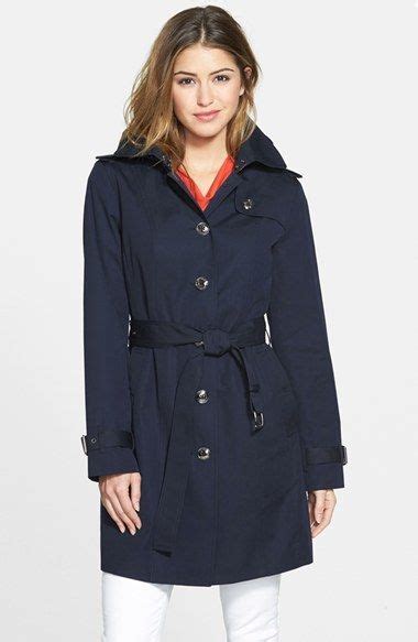 Michael Michael Kors Single Breasted Hooded Trench Coat With Removable