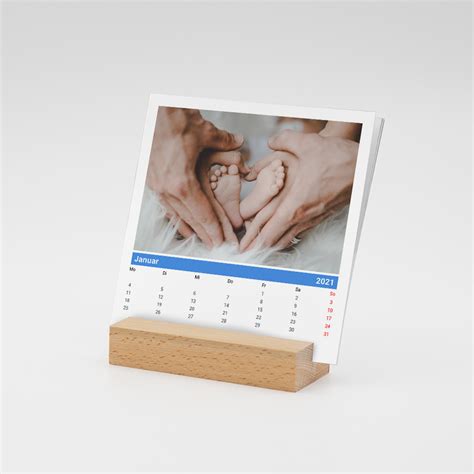 Tischkalender mit Holzfuß modernes Design mit eigenen Fotos