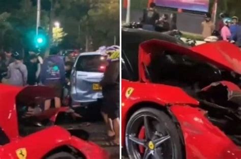 Video Gagal Tekan Brek Punca Ferrari Rempuh Kenderaan Sampai Remuk Di Lampu Isyarat Benua