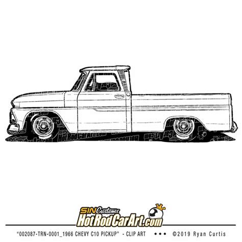 1966 Chevy C10 Pickup Truck Clip Art Illustration