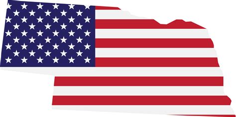Umrisszeichnung Der Staatskarte Von Nebraska Auf Usa Flagge 17178861 Png