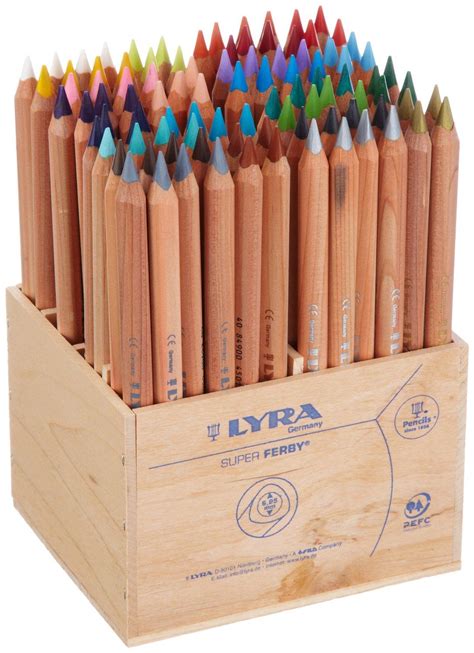 Lyra Super Ferby 3712960 Coloured Pencil In Natural Wooden Box 96