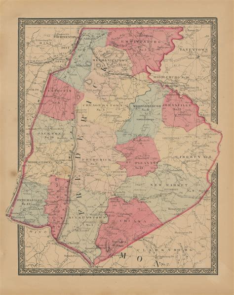 Frederick County Maryland 1866 Map Replica Or Genuine Original
