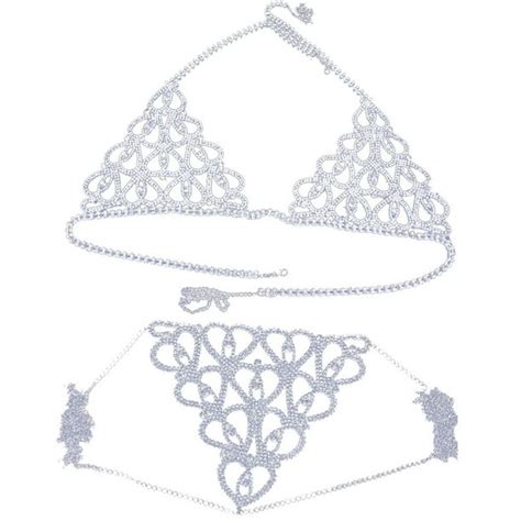 New Crystal Body Chain Bikini Set Rhinestone Bra Chain Suit Beach