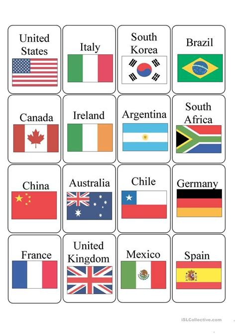 The Flags Of All Countries Are Shown In This Printable Puzzle Game
