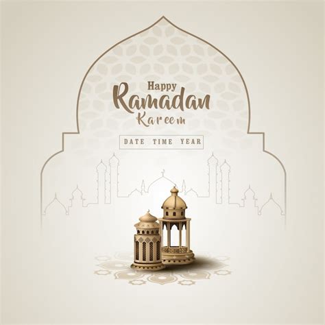 Islamic Greeting Ramadan Kareem Card Design Template With Beautiful