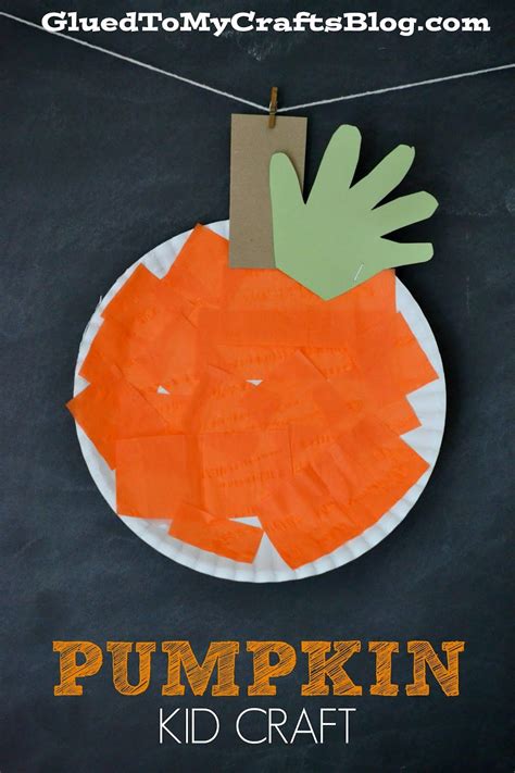 Paper Plate Pumpkin Super Easy Kid Craft Idea For Fall Fall Crafts