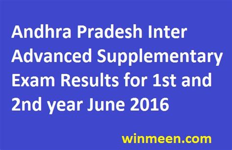 Andhra Pradesh Inter Advanced Supplementary Exam Results For 1st And