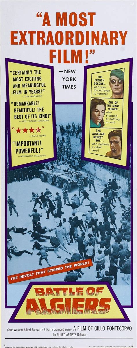 It presents the historical account of the struggle of algerian nationalists for independence from french colonists, and in doing so clearly displays the total. Battle of Algiers (Spanish) 14x36 Movie Poster (1968 ...