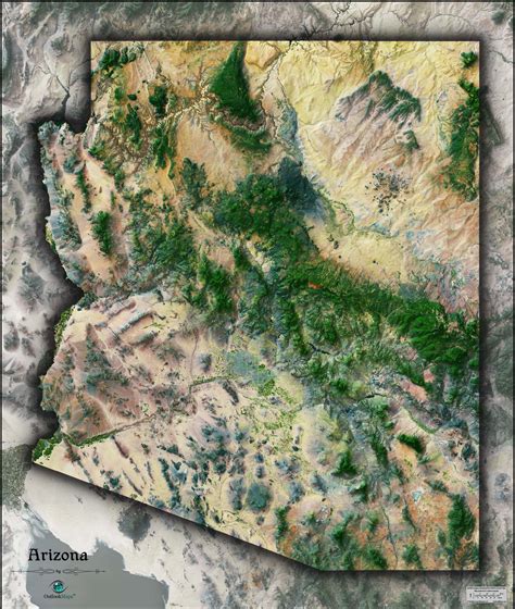 Arizona Satellite Wall Map By Outlook Maps Mapsales