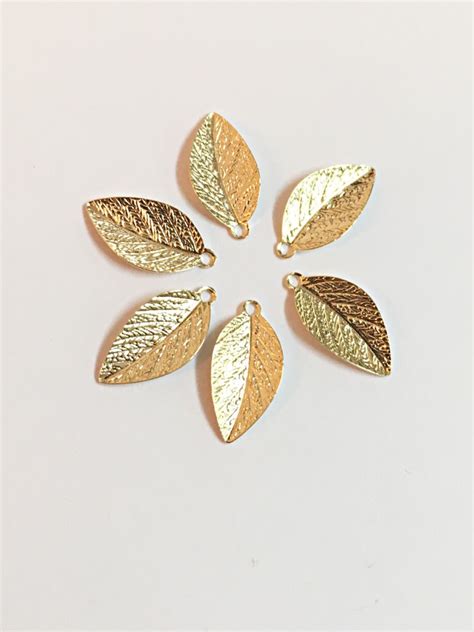 6 Gold Leaves Gold Leaf Charms 155mmx75mm Wedding Jewelry Etsy