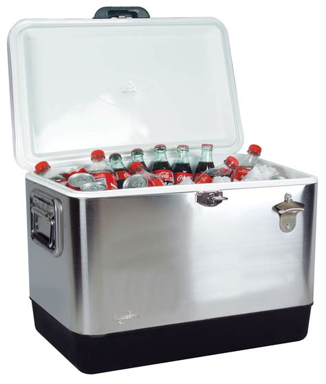 Koolatron Stainless Steel Ice Chest Beverage Cooler With Bottle Opener
