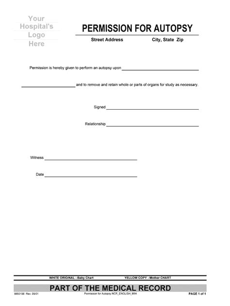 Fillable Online Permission For Autopsy Hospital Forms Fax Email Print